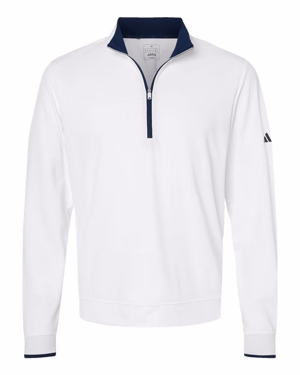 Custom Adidas Men's Performance Lightweight Quarter-Zip Pullover - White/ Navy flat front