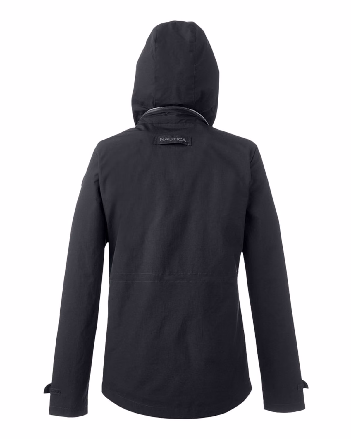 Custom Nautica Women's Voyage Hooded Rain Jacket - Black - back