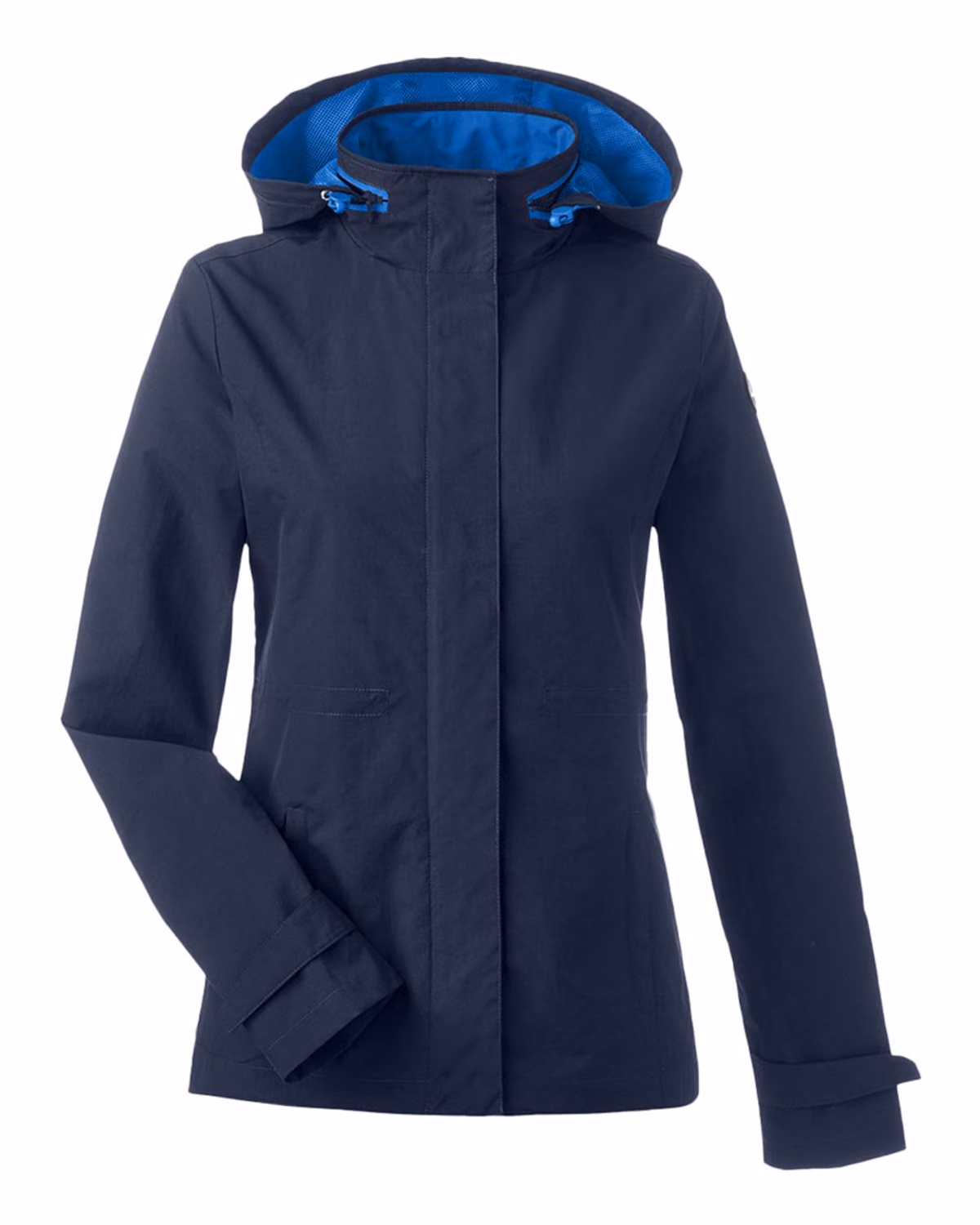 Custom Nautica Women's Voyage Hooded Rain Jacket - Navy - front