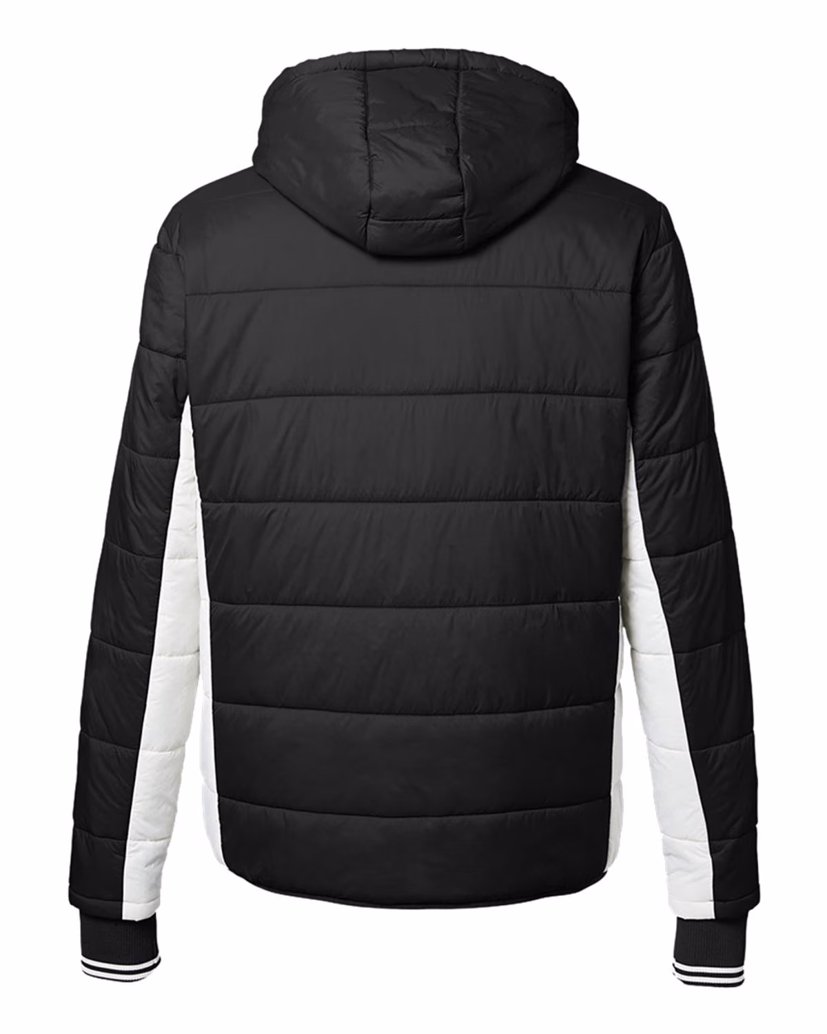 Custom Nautica Men's Nautical Mile Hooded Puffer Jacket - Black/ Antique White - back