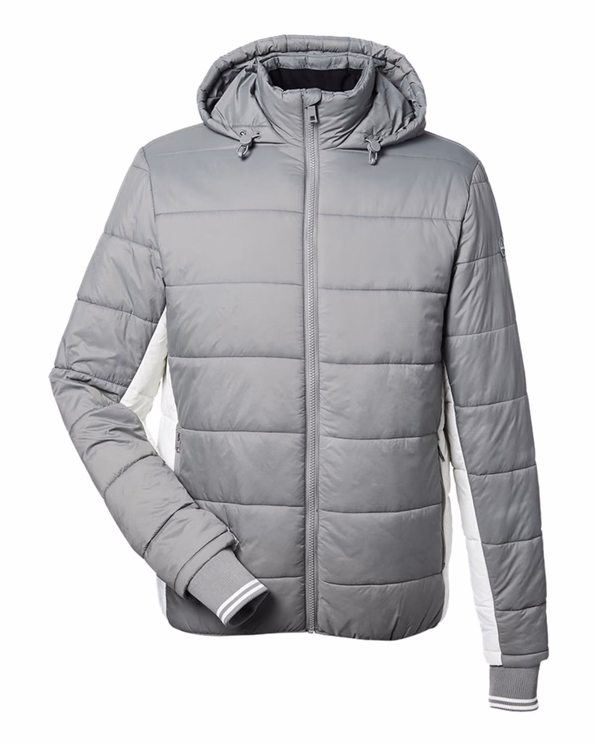 Custom Nautica Men's Nautical Mile Hooded Puffer Jacket - Graphite/ Antique White - front