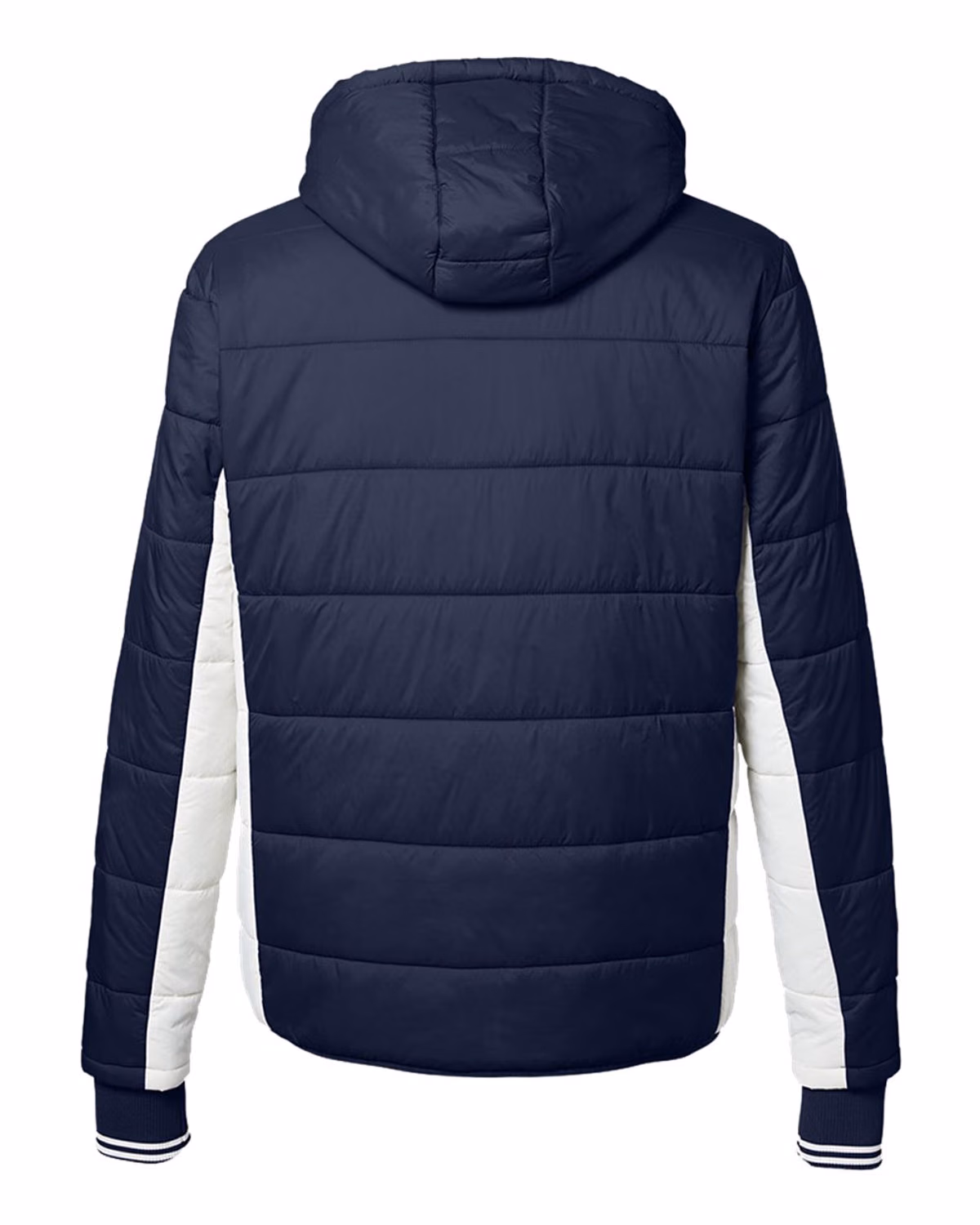 Custom Nautica Men's Nautical Mile Hooded Puffer Jacket - Navy/ Antique White - back
