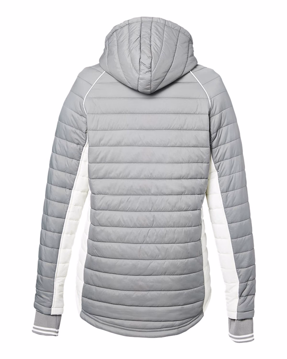 Custom Nautica Women's Nautical Mile Hooded Puffer Jacket - Graphite/ Antique White - back