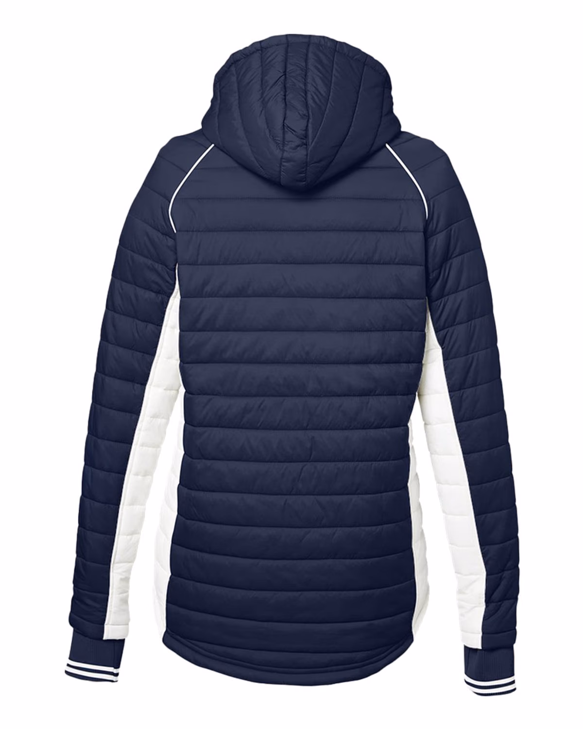 Custom Nautica Women's Nautical Mile Hooded Puffer Jacket - Navy/ Antique White - back