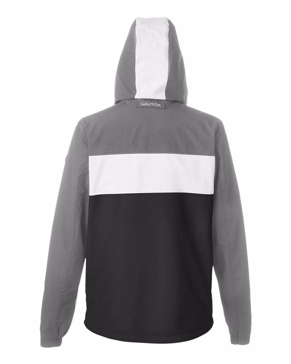 Custom Nautica Unisex Windward Anorak Hooded Quarter-Zip Jacket - Graphite/ White/ Black - back