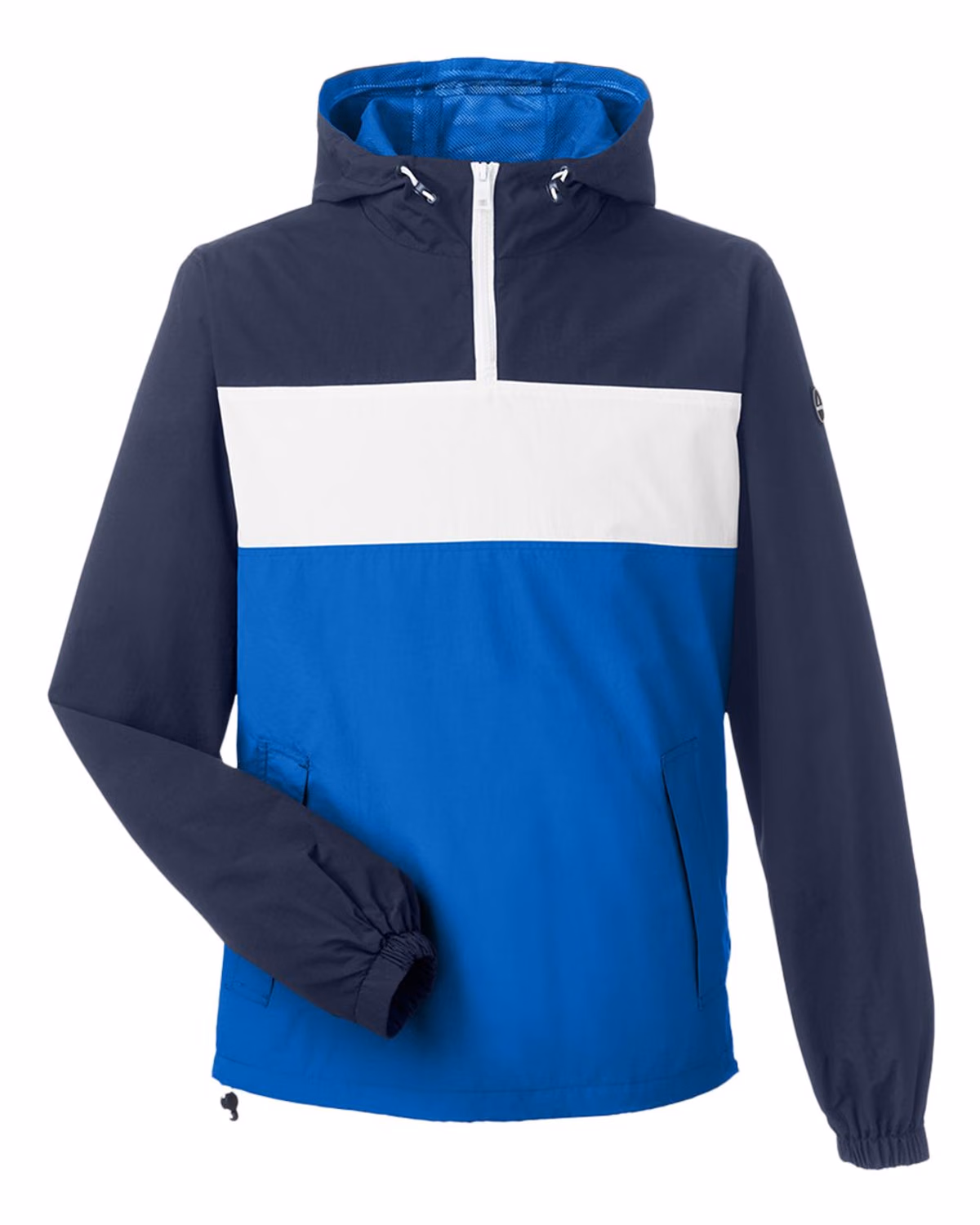 Custom Nautica Unisex Windward Anorak Hooded Quarter-Zip Jacket - Navy/ White/ Royal - front