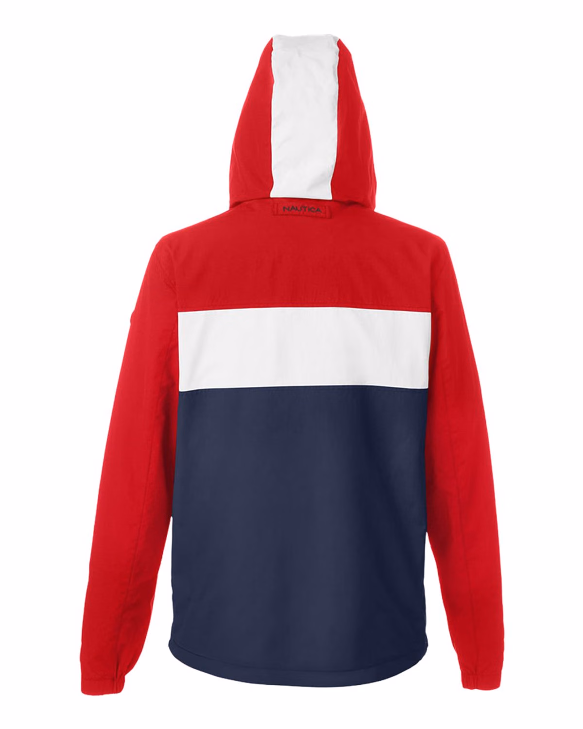 Custom Nautica Unisex Windward Anorak Hooded Quarter-Zip Jacket - Red/ White/ Navy - back
