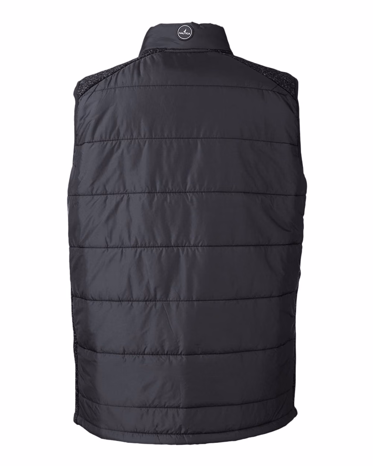 Custom Nautica Men's Harbor Puffer Vest - Black/ Black Heather - back