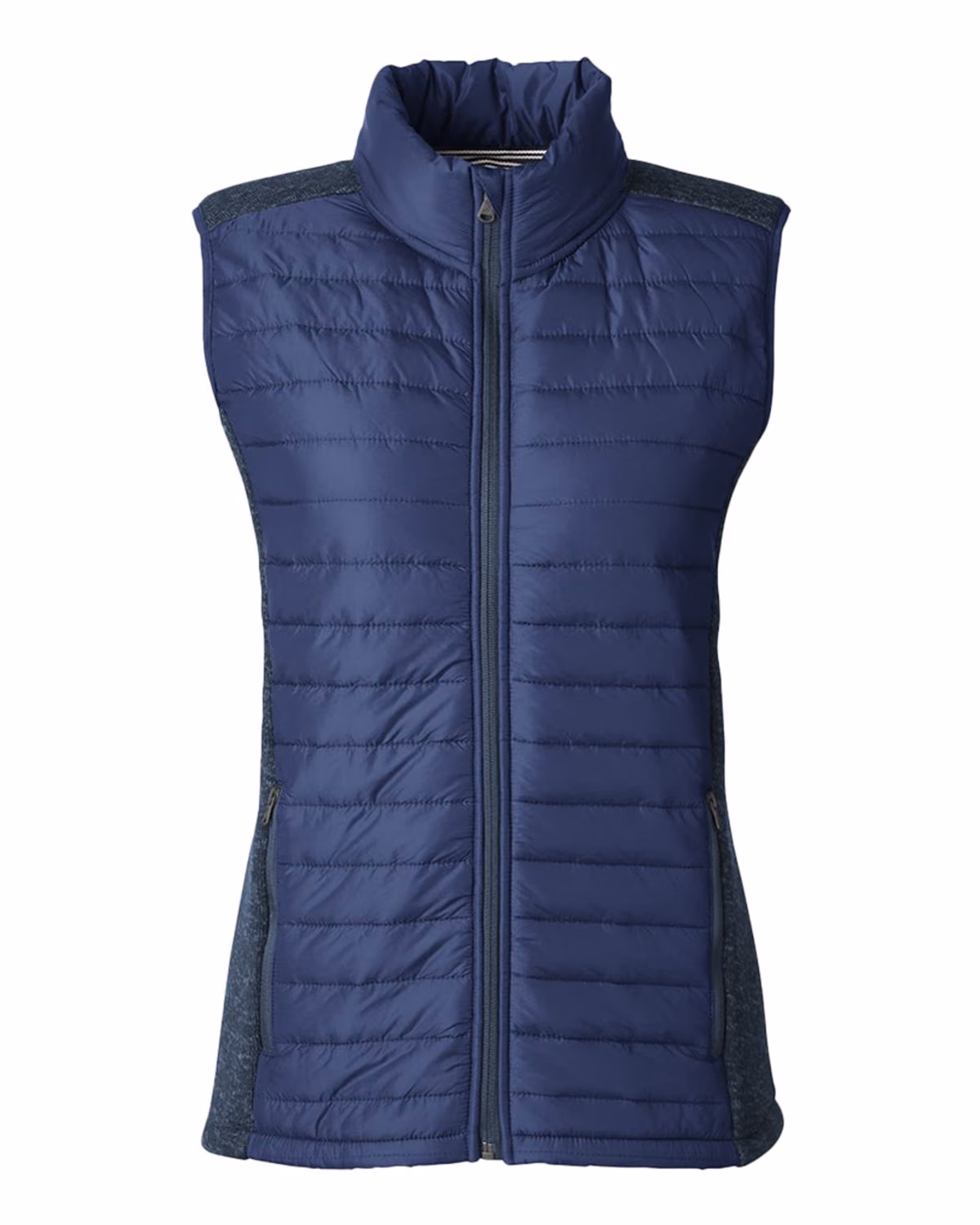 Custom Nautica Women's Harbor Puffer Vest - Navy/ Navy Heather - front