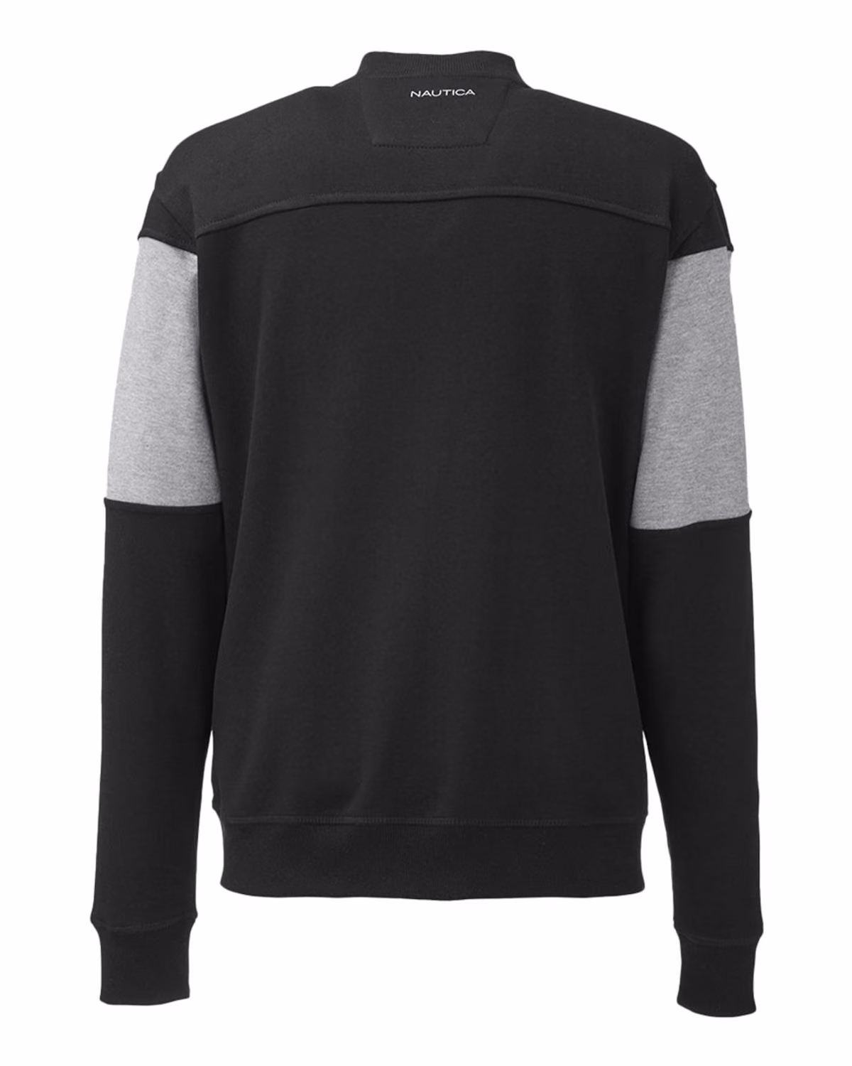 Custom Nautica Unisex Anchor Fleece Colorblocked Bomber Jacket - Black/ Oxford Heather - back