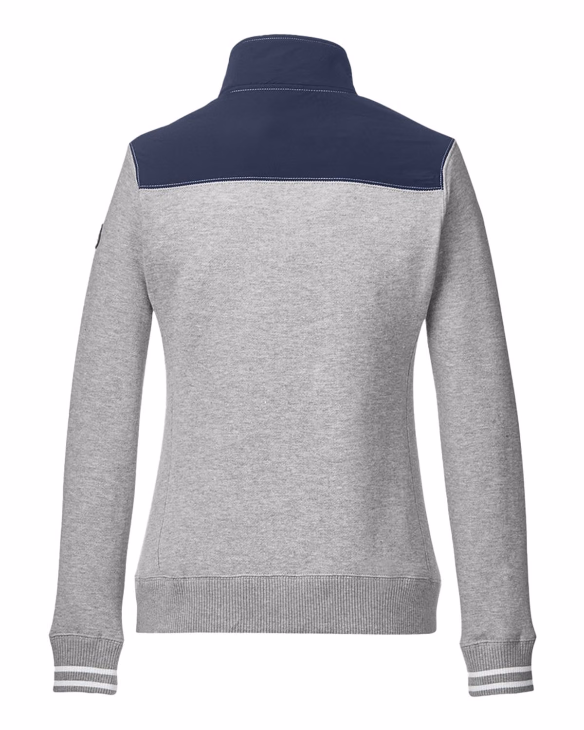 Custom Nautica Women's Navigator Fleece Full-Zip Jacket - Oxford Heather/ Navy - back