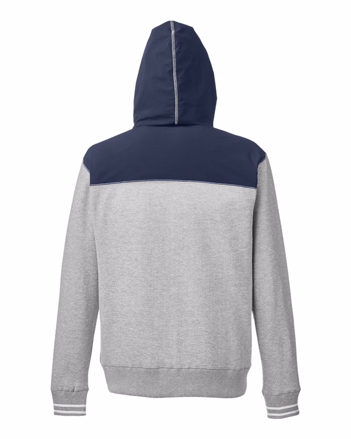 Custom Nautica Men's Navigator Fleece Hooded Full-Zip Jacket - Oxford Heather/ Navy - back