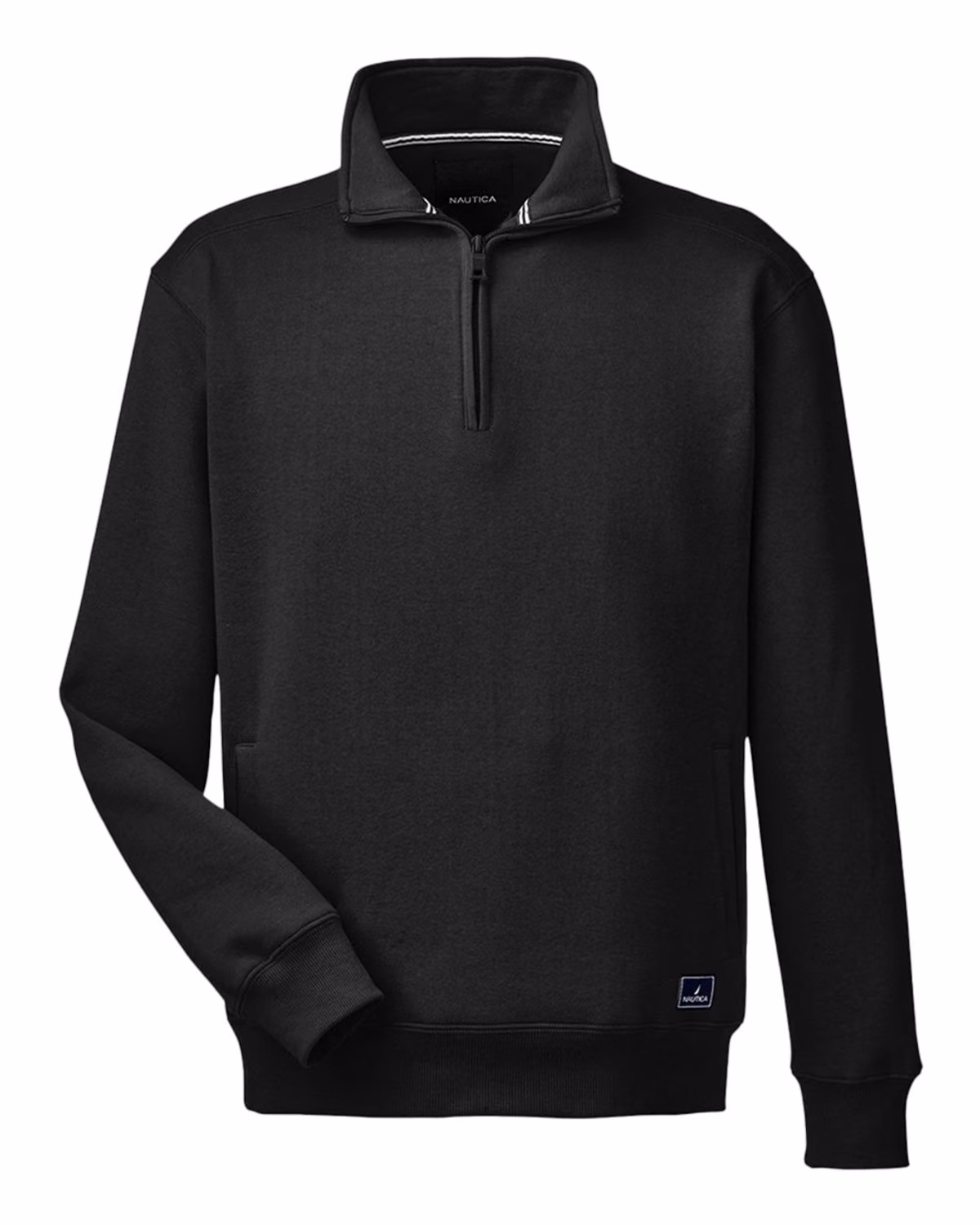 Custom Nautica Men's Anchor Fleece Quarter-Zip Pullover - Black - front