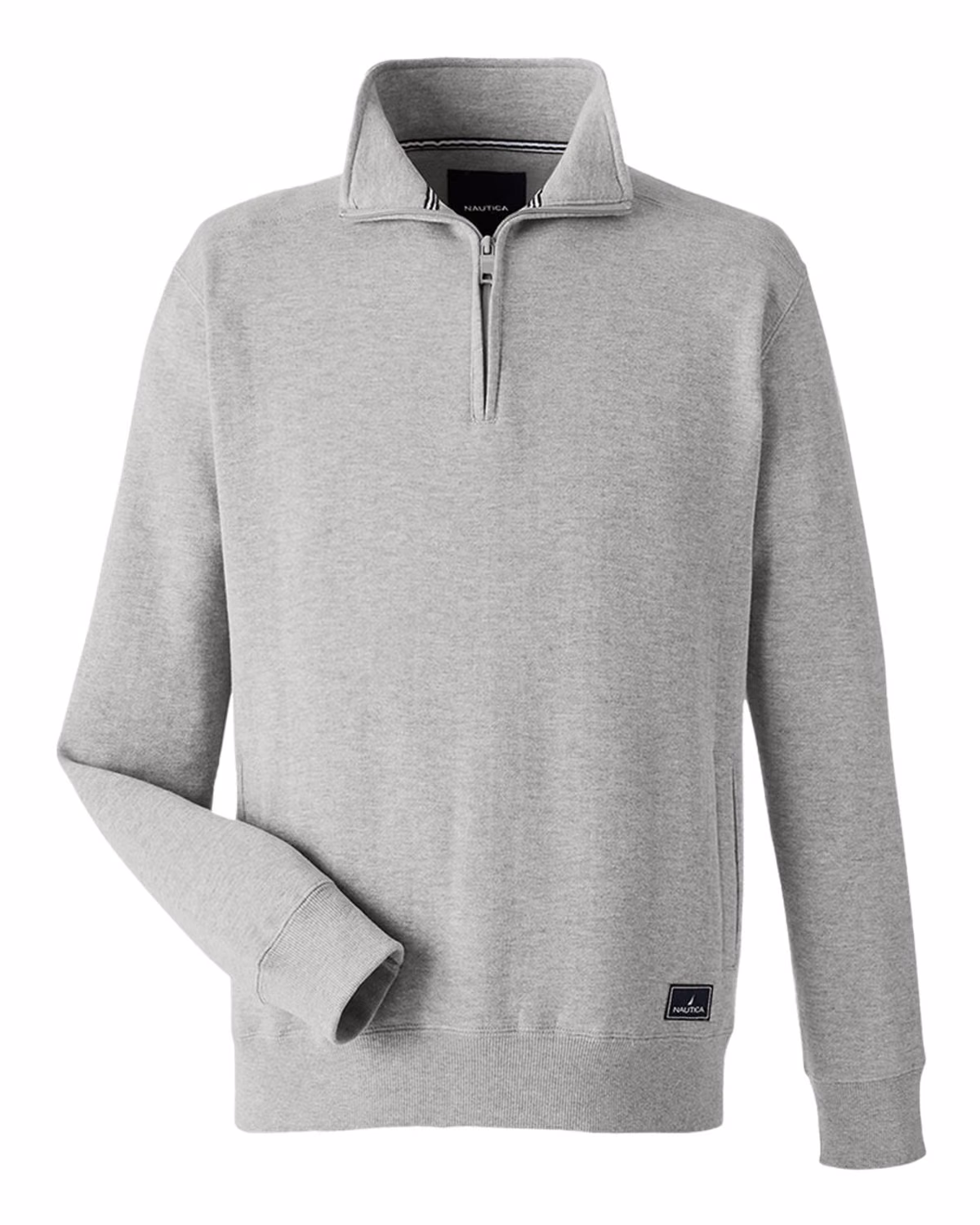 Custom Nautica Men's Anchor Fleece Quarter-Zip Pullover - Oxford Heather - front