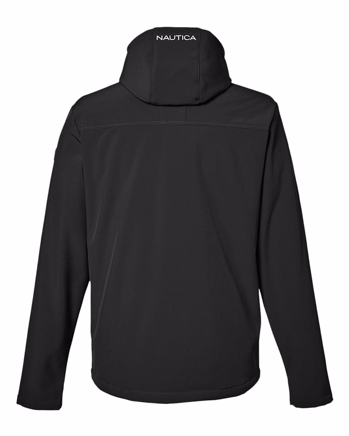 Custom Nautica Men's Wavestorm Hooded Soft Shell Jacket - Black - back