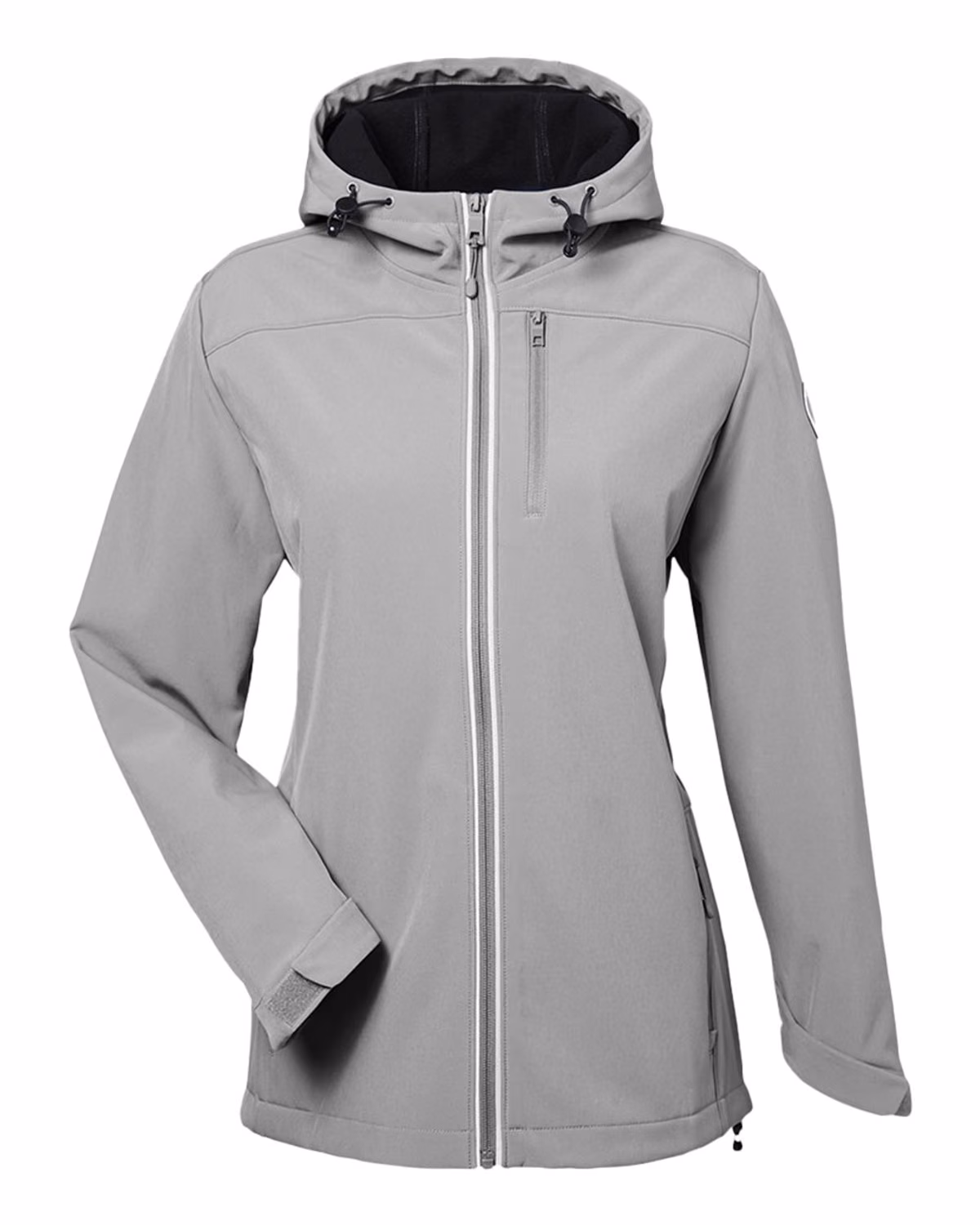 Custom Nautica Women's Wavestorm Hooded Soft Shell Jacket - Graphite - front