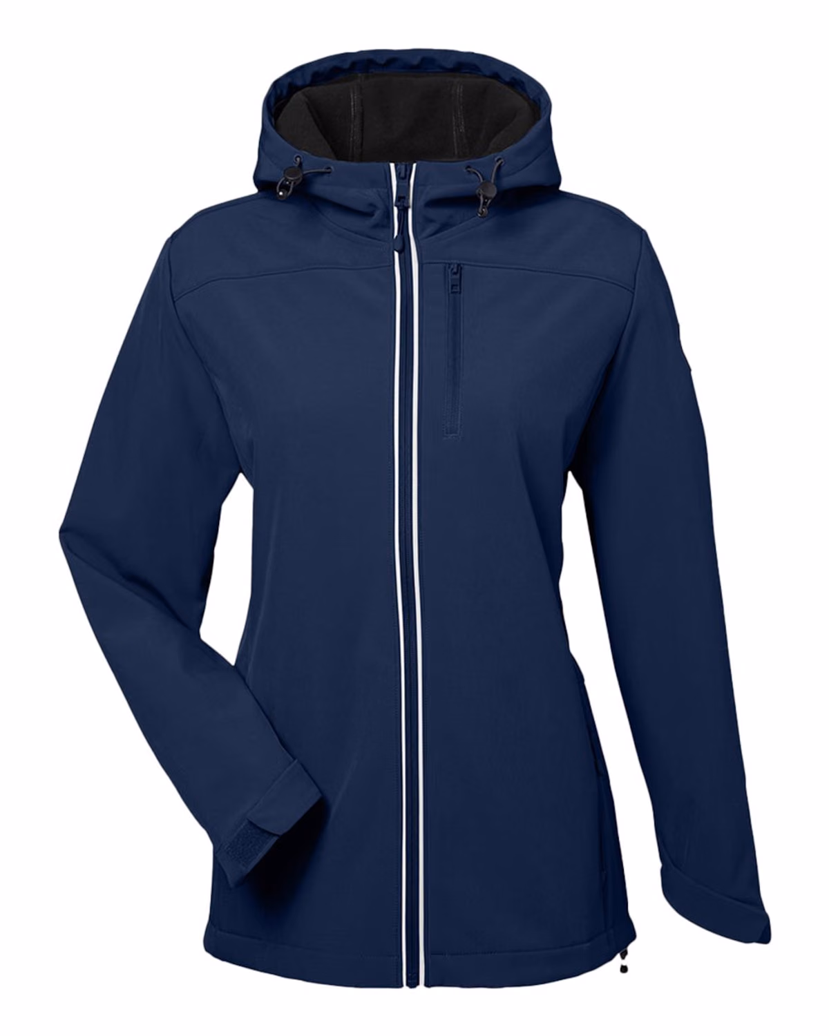 Custom Nautica Women's Wavestorm Hooded Soft Shell Jacket - Navy - front