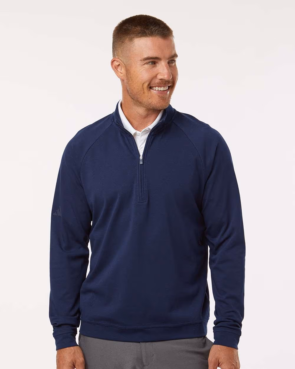 Custom Adidas Men's Club Quarter-Zip Pullover - Collegiate Navy front