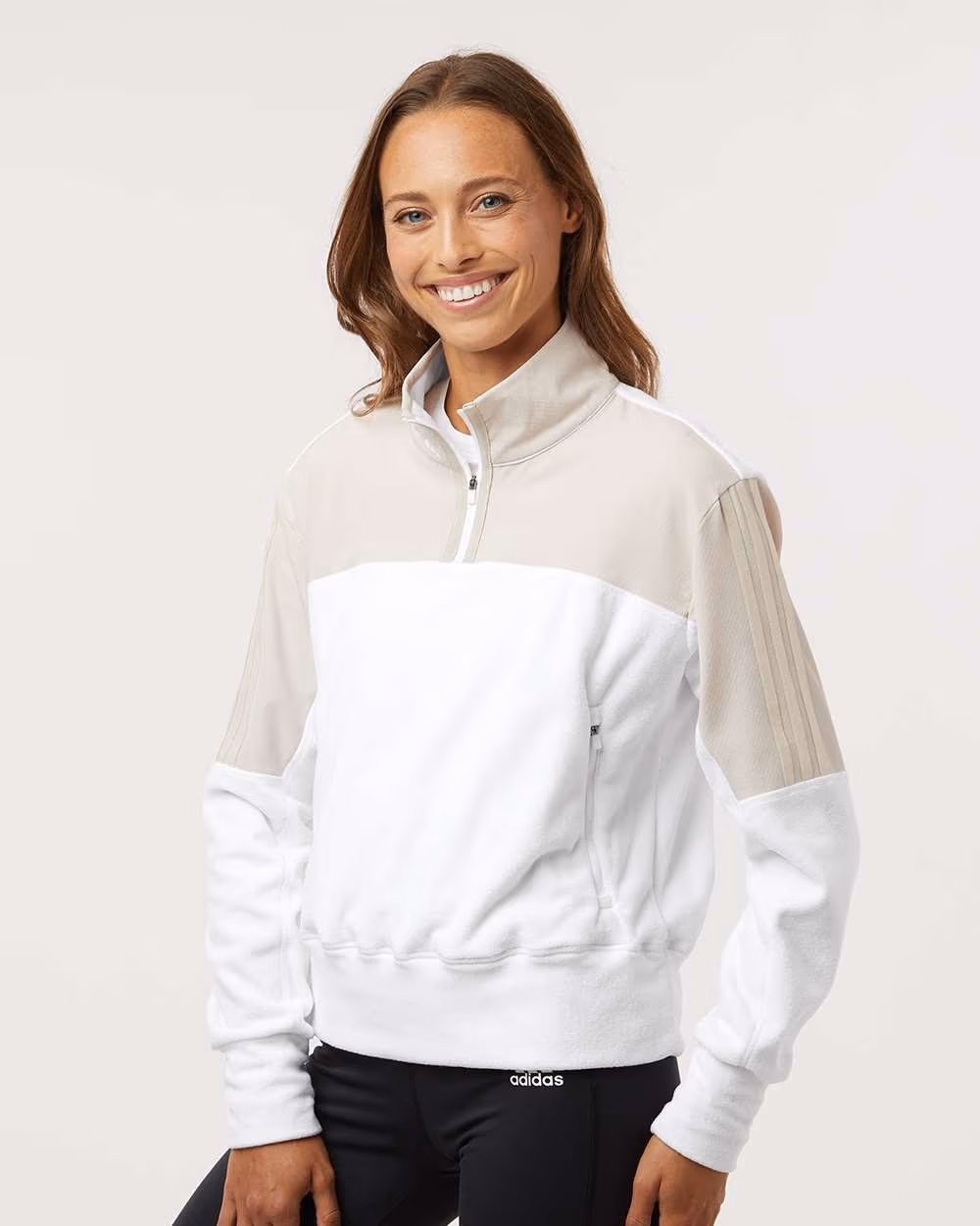 Custom Adidas Women's Fleece Quarter-Zip Pullover - Alumina side