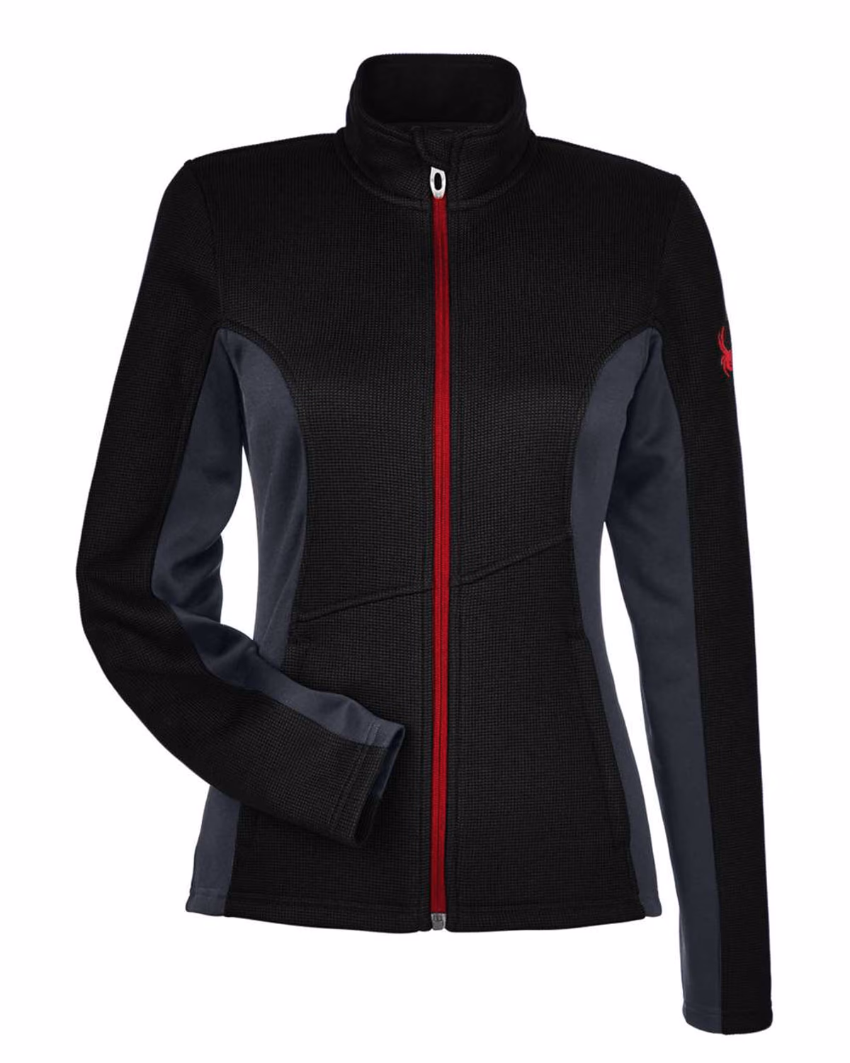 Custom Spyder Women's Constant Full-Zip Sweater Fleece Jacket - Black/ Polar/ Red - front