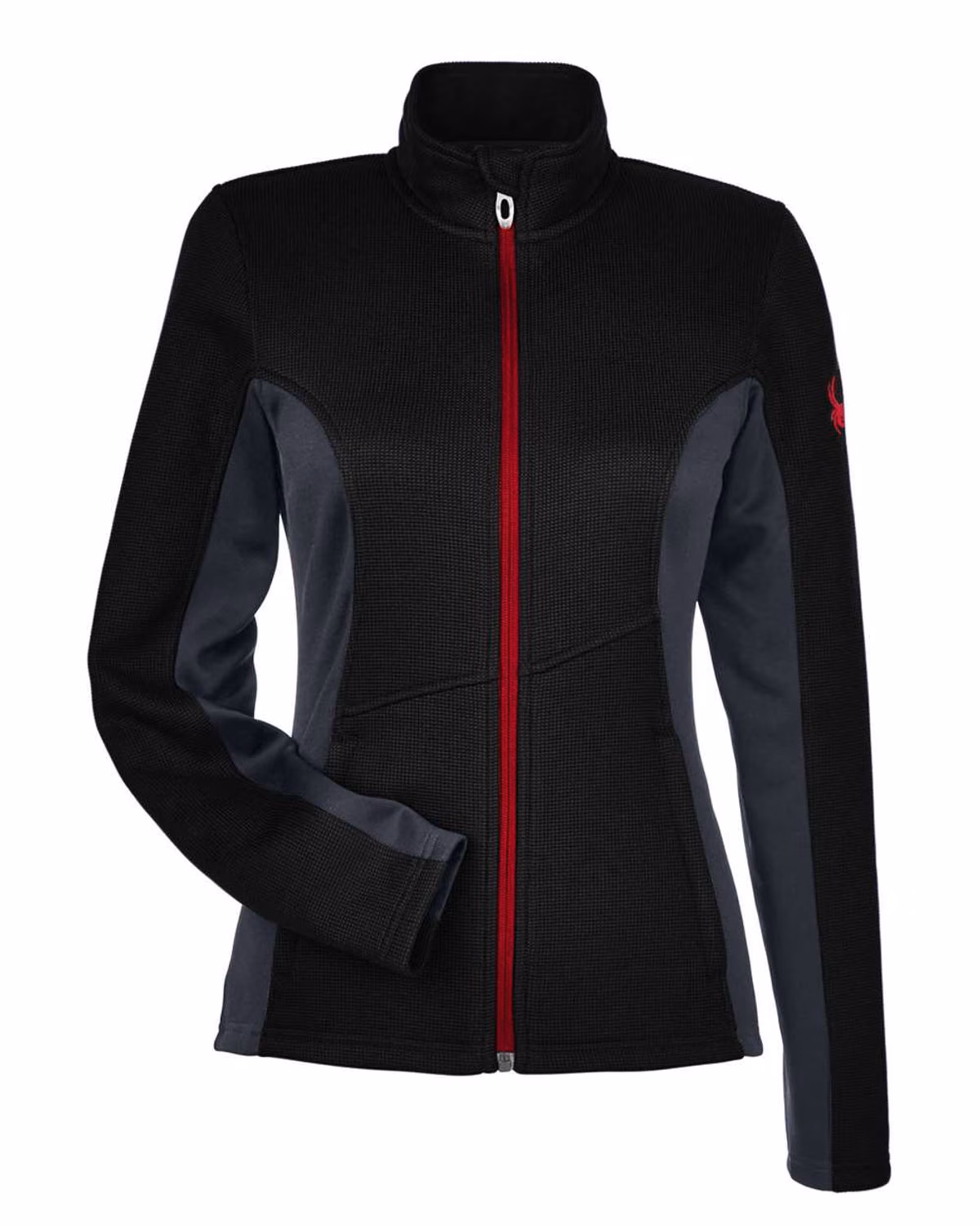 Custom Spyder Women's Constant Full-Zip Sweater Fleece Jacket - Black/ Polar/ Red - front