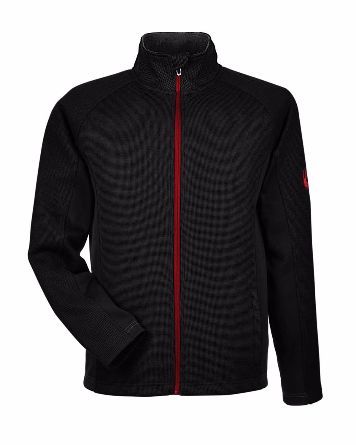 Custom Spyder Men's Constant Full-Zip Sweater Fleece Jacket - Black/ Red - front