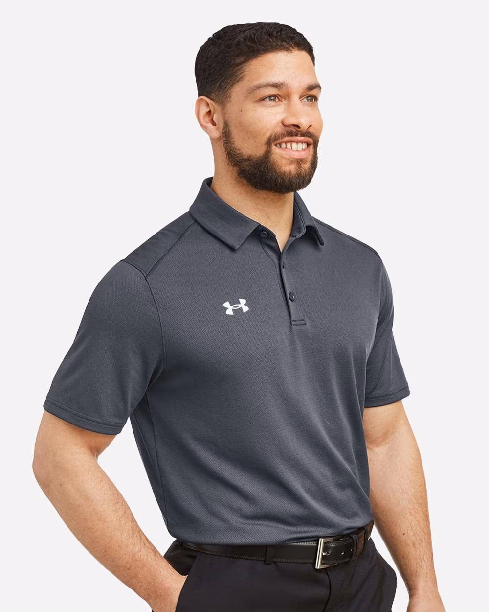 Custom Under Armour Men's Tech™ Polo - CS Grey Light Heather/ White side