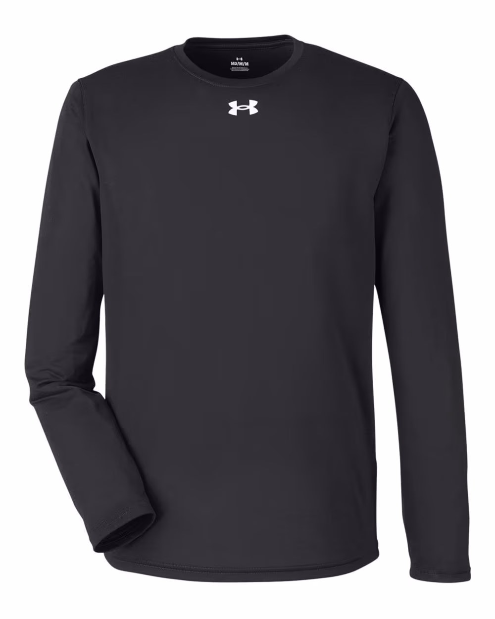 Custom Under Armour Men's Team Tech™ Long Sleeve T-Shirt - Black/ White flat front