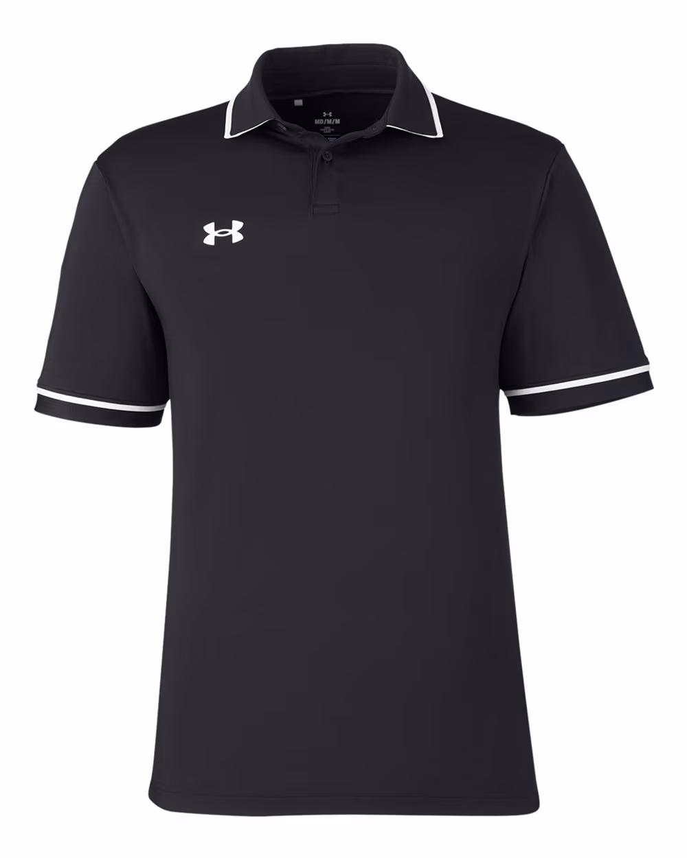 Custom Under Armour Men's Tipped Teams Performance Polo - Black/ White flat front