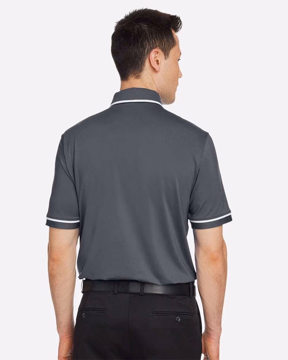 Custom Under Armour Men's Tipped Teams Performance Polo - CS Grey Light Heather/ White back