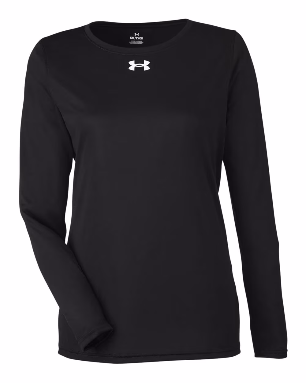 Custom Under Armour Women's Team Tech™ Long Sleeve T-Shirt - Black/ White flat front