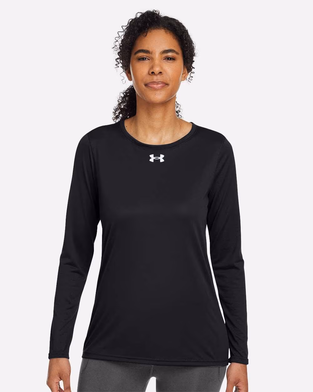 Custom Under Armour Women's Team Tech™ Long Sleeve T-Shirt - Black/ White front