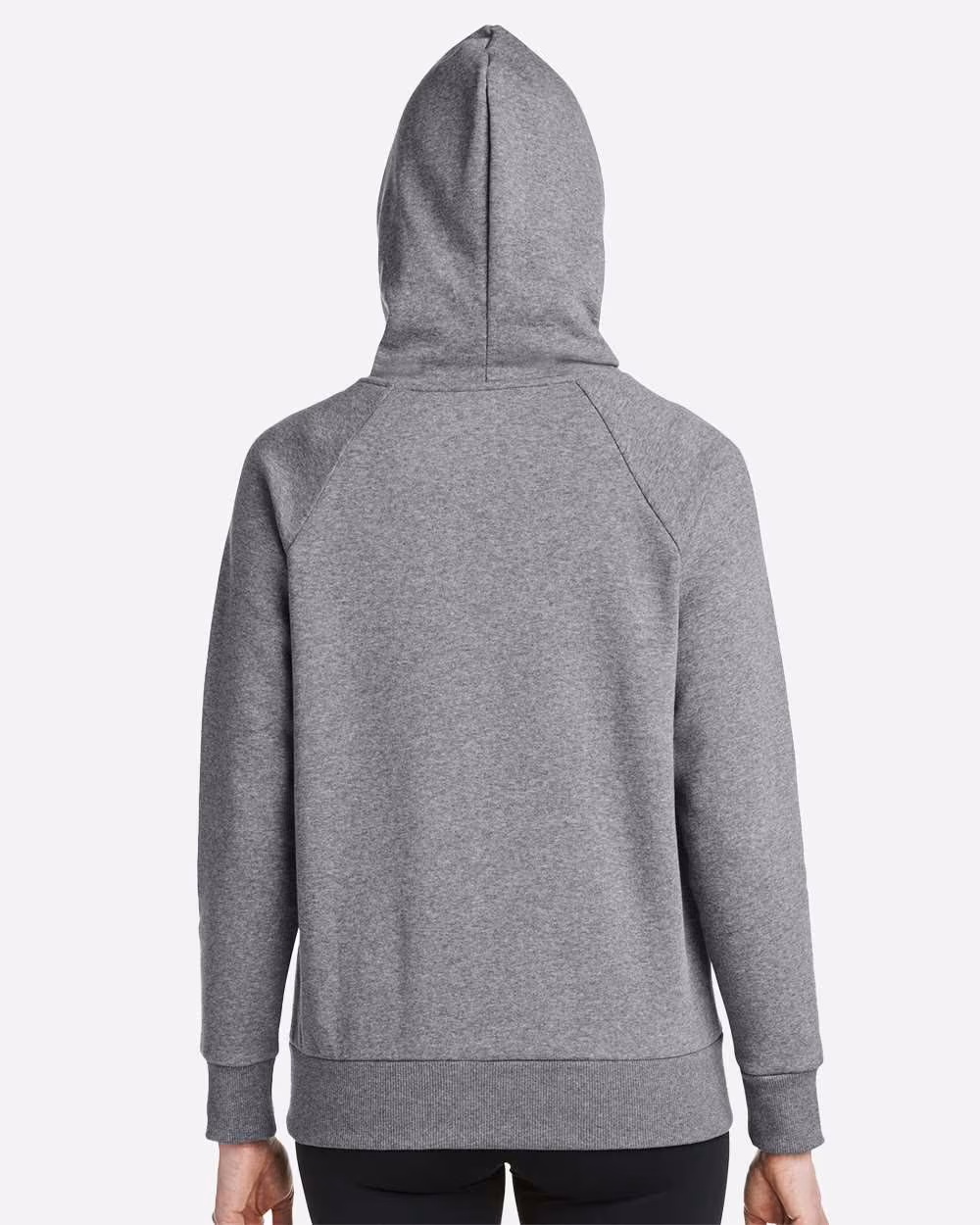 Custom Under Armour Women's Rival Fleece Hooded Sweatshirt - Castlerock Grey Light Heather/ Black back
