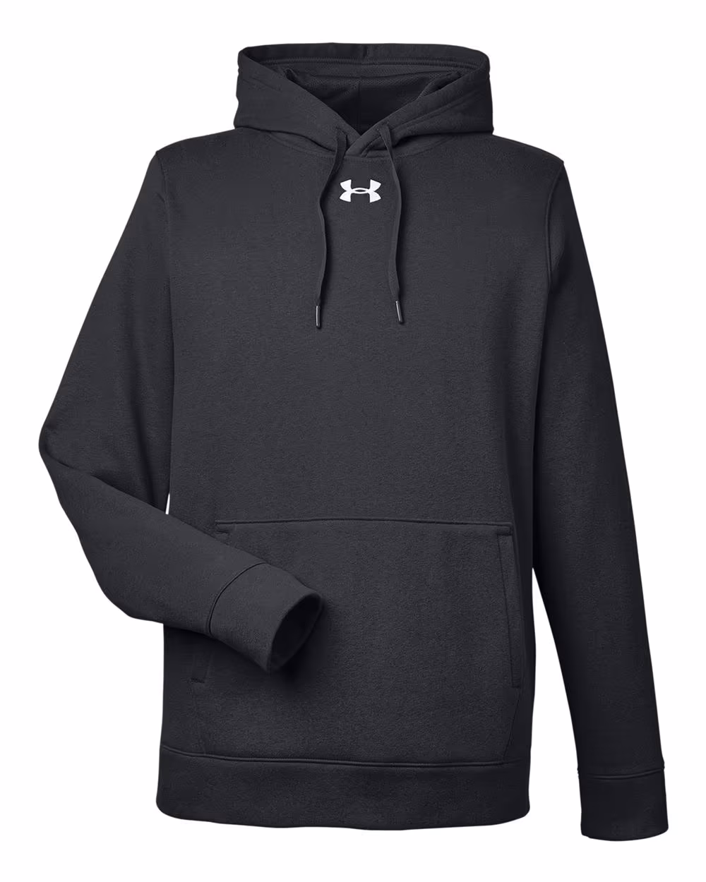 Custom Under Armour Men's Hustle Hooded Sweatshirt - Black/ White flat front