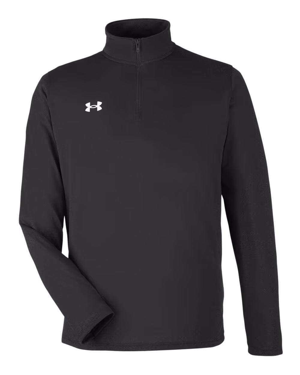 Custom Under Armour Men's Team Tech™ Quarter-Zip Pullover - Black/ White flat front