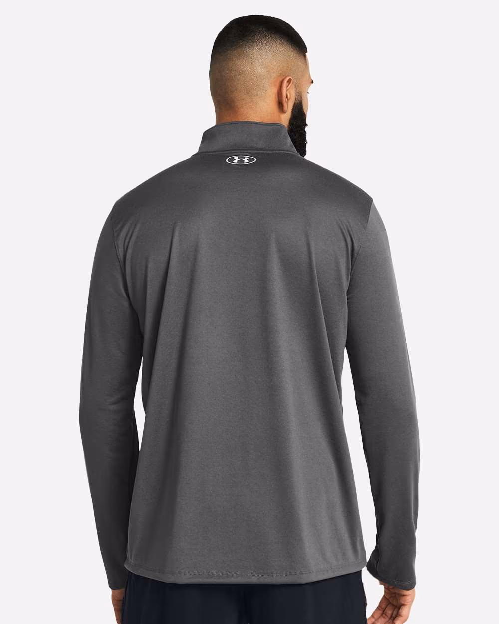 Custom Under Armour Men's Team Tech™ Quarter-Zip Pullover - Castlerock/ White back