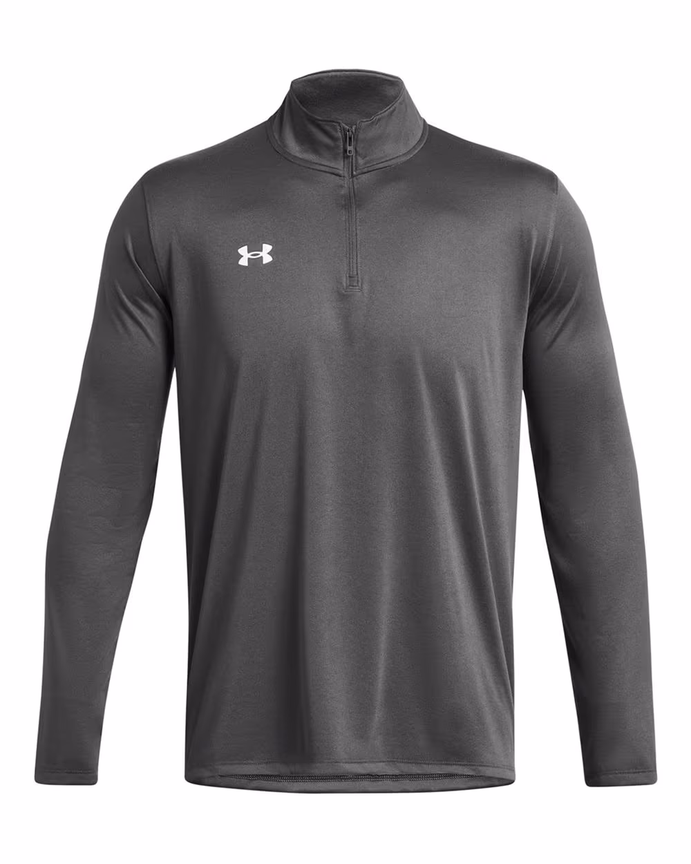 Custom Under Armour Men's Team Tech™ Quarter-Zip Pullover - Castlerock/ White flat front