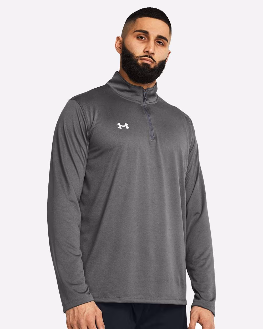 Custom Under Armour Men's Team Tech™ Quarter-Zip Pullover - Castlerock/ White front