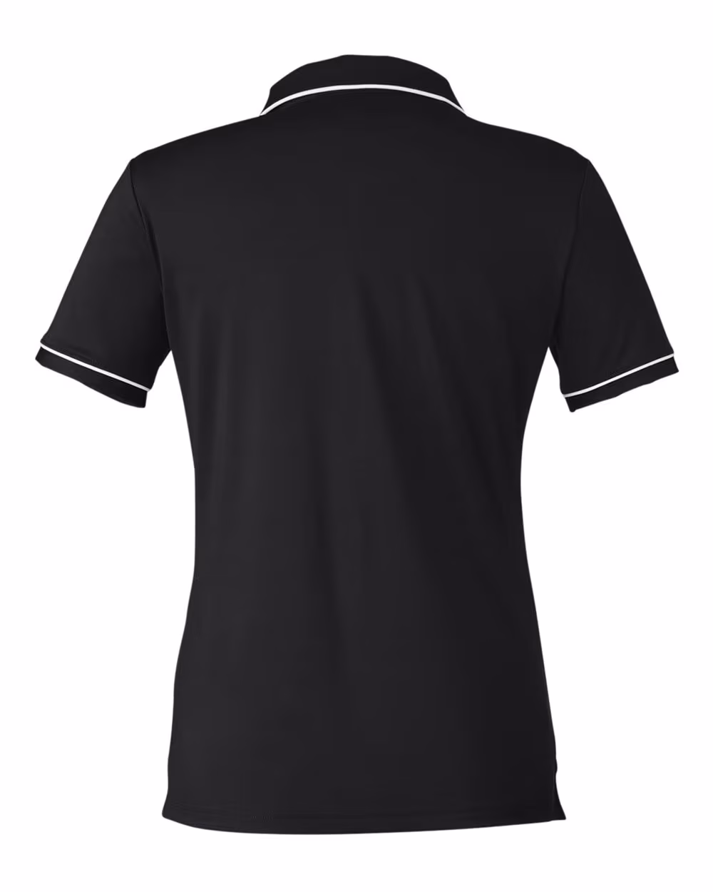 Custom Under Armour Women's Tipped Teams Performance Polo - Black/ White flat back