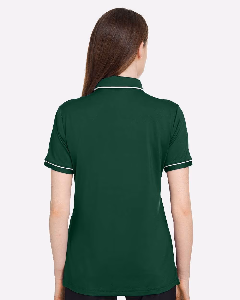 Custom Under Armour Women's Tipped Teams Performance Polo - Forest Green/ White back