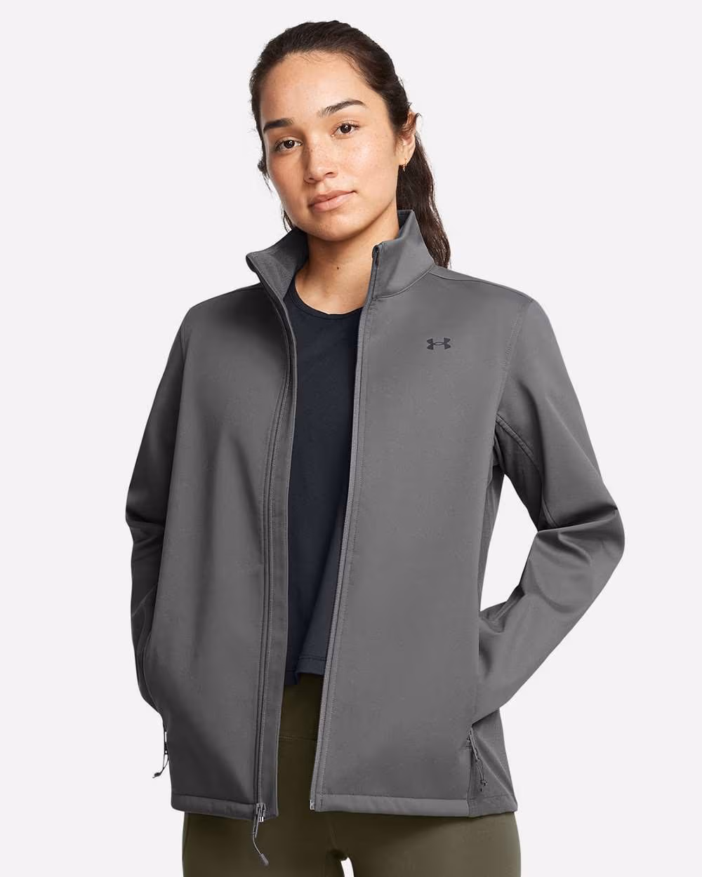 Custom Under Armour Women's ColdGear® Infrared Shield 2.0 Jacket - Castlerock/ Black front