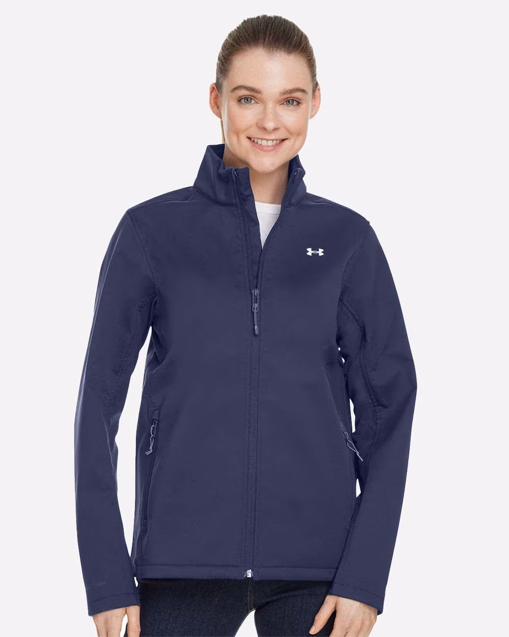 Custom Under Armour Women's ColdGear® Infrared Shield 2.0 Jacket - Midnight Navy/ White front