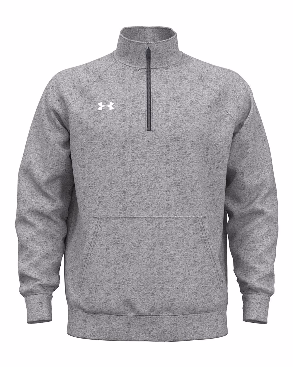 Custom Under Armour Men's Rival Fleece Quarter-Zip Pullover - CS Grey Light Heather/ White front