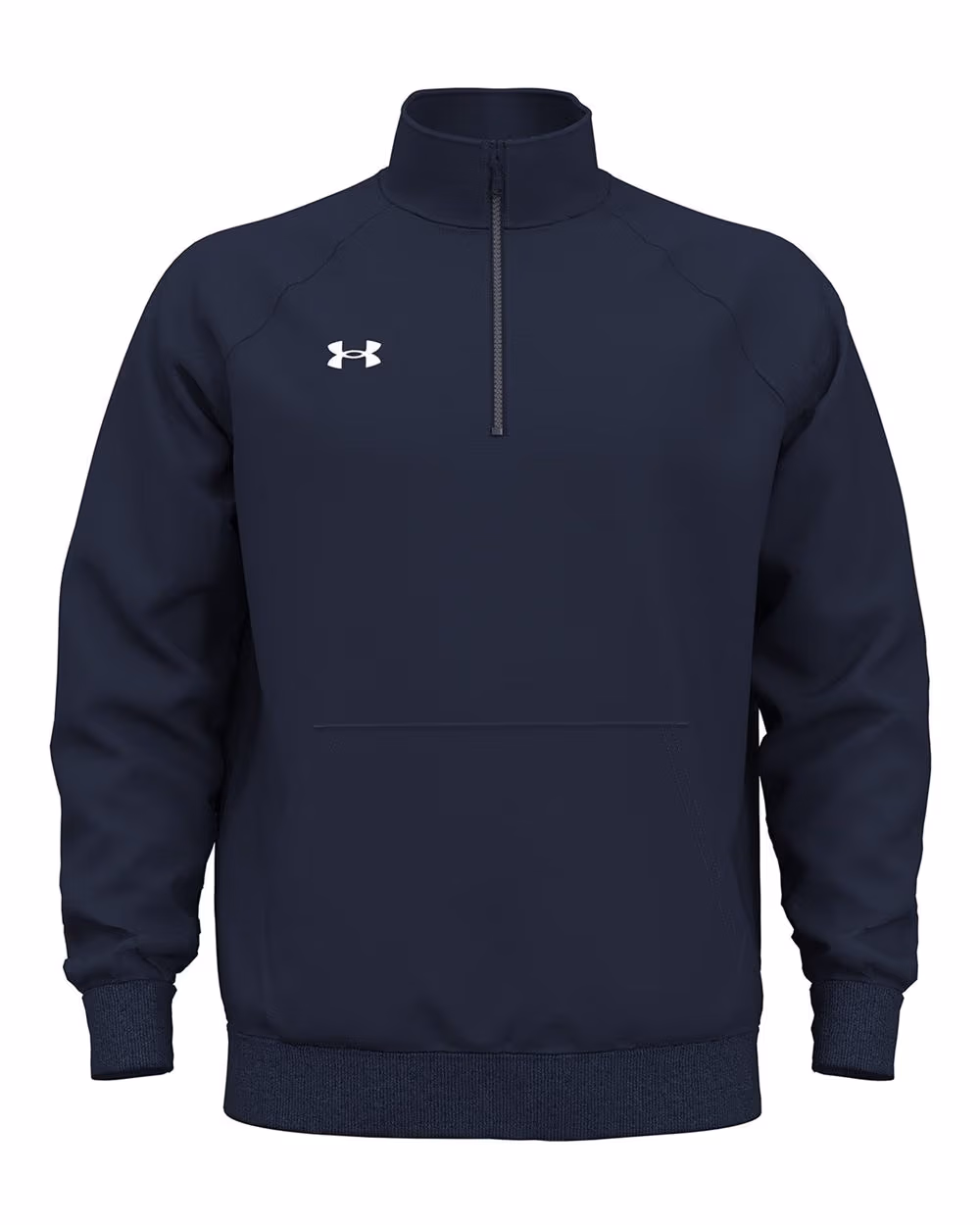 Custom Under Armour Men's Rival Fleece Quarter-Zip Pullover - Midnight Navy/ White front