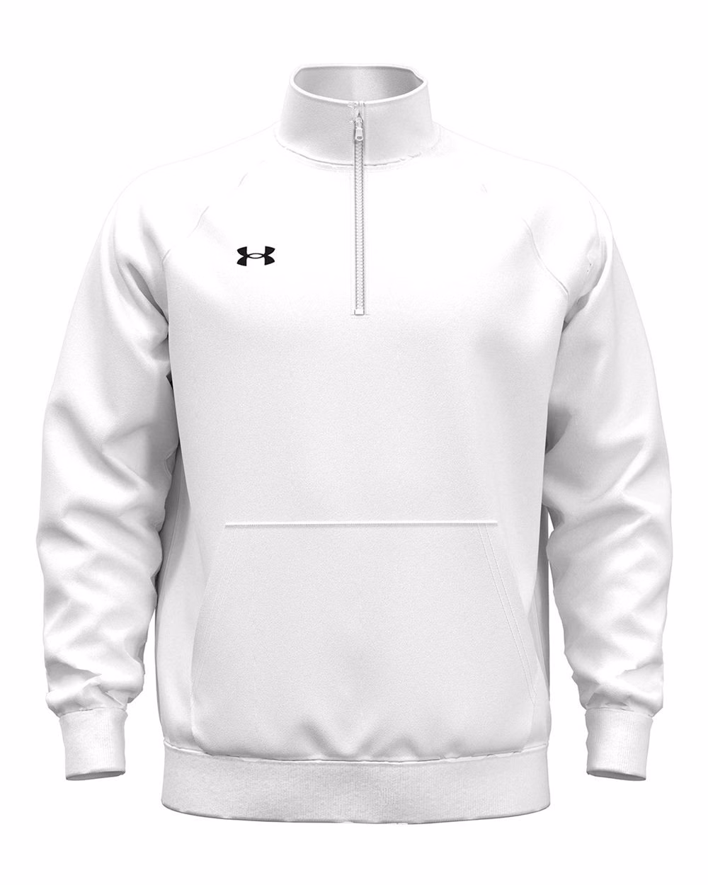 Custom Under Armour Men's Rival Fleece Quarter-Zip Pullover White/ Black flat front