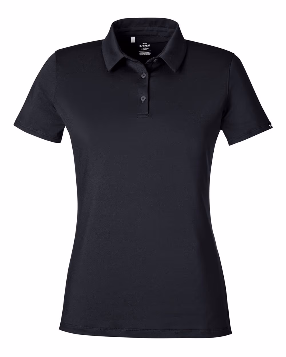 Custom Under Armour Women's Recycled Polo - Black/ White flat front