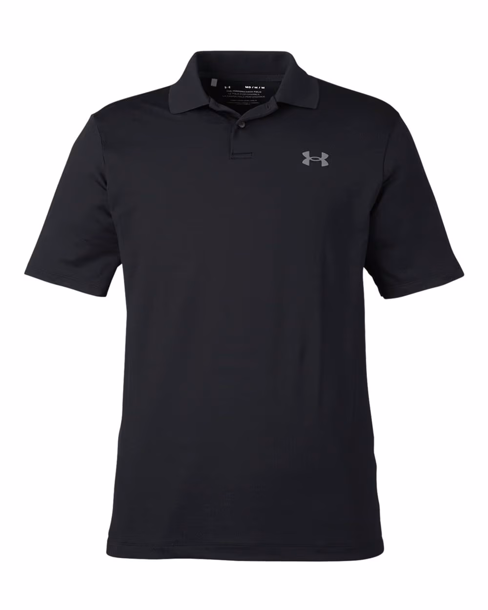 Custom Under Armour Men's Performance 3.0 Golf Polo - Black/ PTC Grey flat front