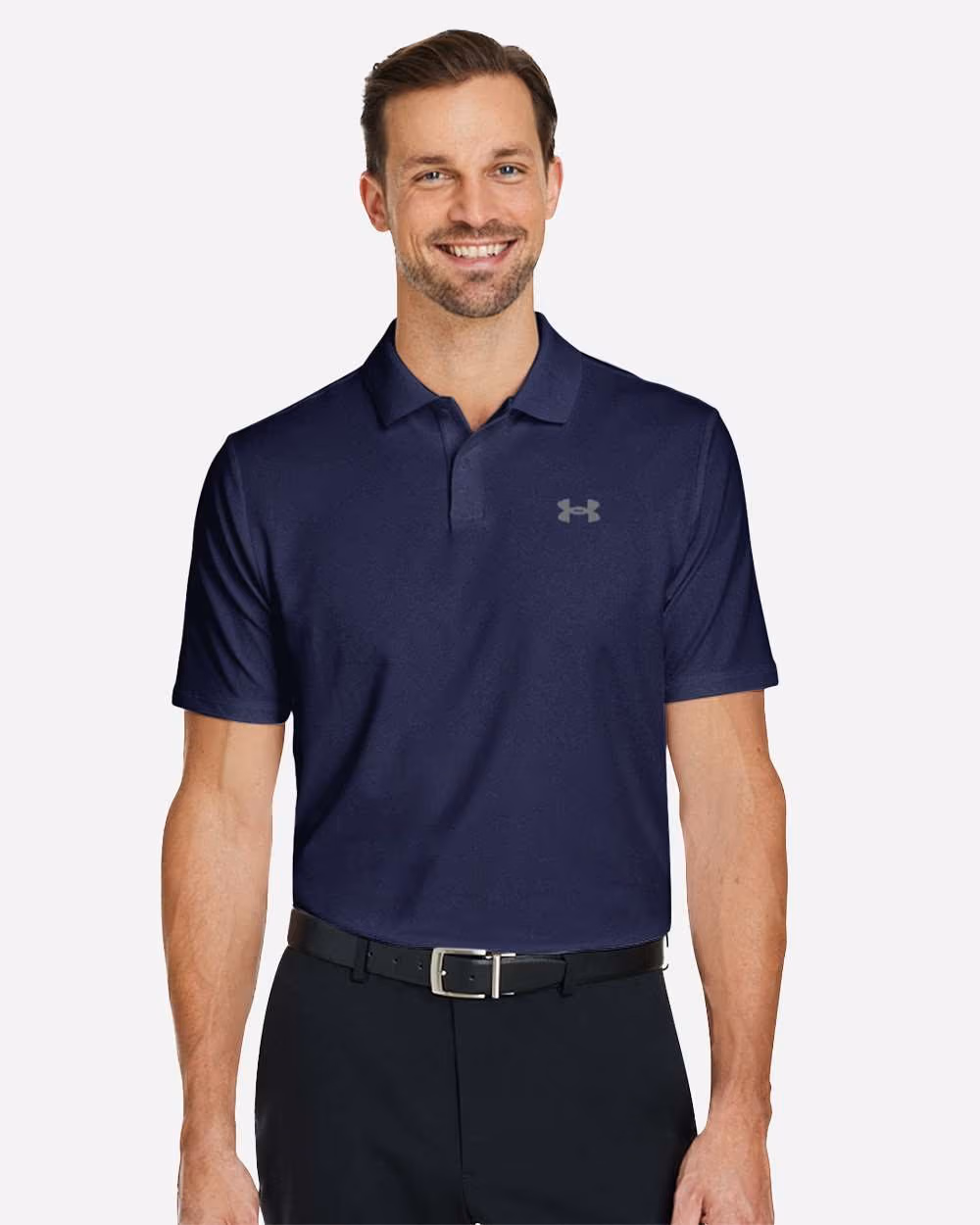 Custom Under Armour Men's Performance 3.0 Golf Polo - Midnight Navy/ Pitch Grey front