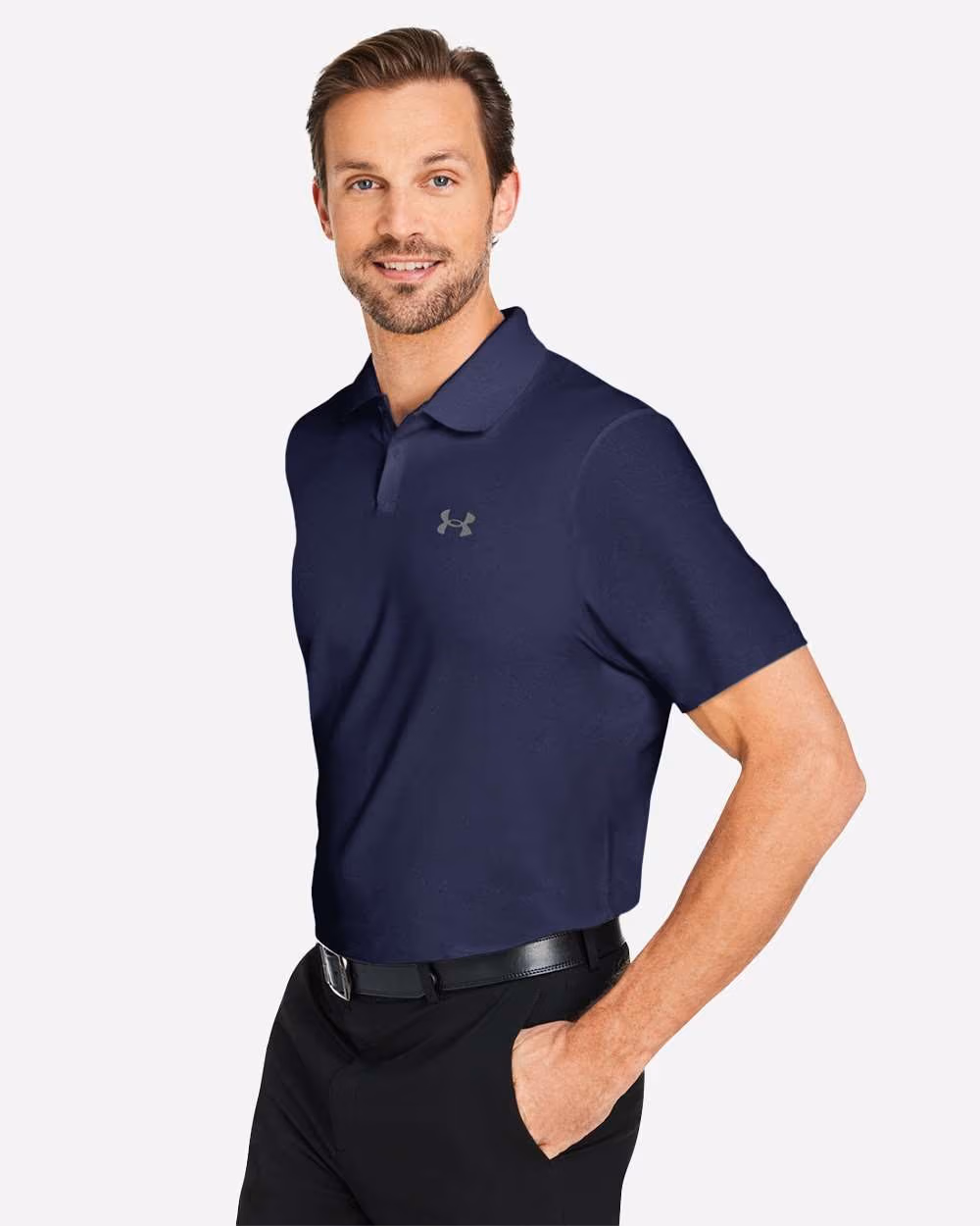 Custom Under Armour Men's Performance 3.0 Golf Polo - Midnight Navy/ Pitch Grey side