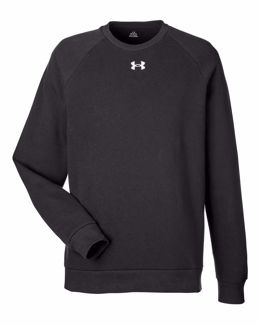 Custom Under Armour Men's Rival Fleece Crewneck Sweatshirt - Black/ White flat front
